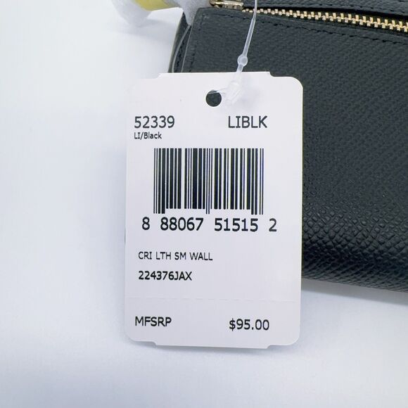 Coach 52339 Embossed Small Wallet In Leather Black Gold Two Folded Zipper Card - Picture 6 of 6